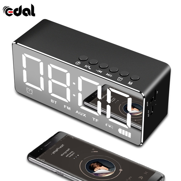 Portable Bluetooth Speaker Wireless Stereo Music Soundbox Subwoofer with LED Time Display Clock Alarm Loudspeaker TF Card