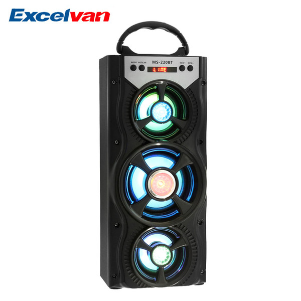 MS-220BT Portable Bluetooth Speaker FM Radio AUX Bluetooth FM LCD Screen LED Shinning TF Card Volume Control Music Playing