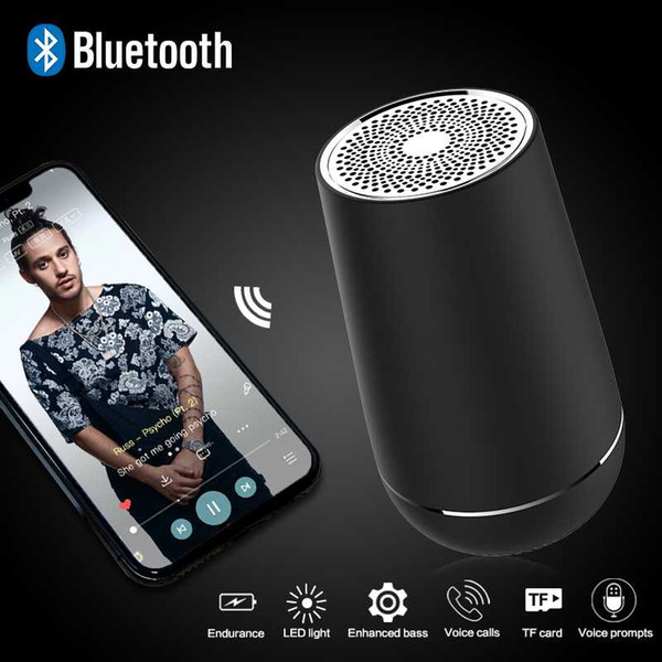 FUGN Bluetooth Speaker Portable Wireless Loudspeaker Metal Outdoor Wireless Mini Column Stereo 3D Bass TF AUX Slot Support