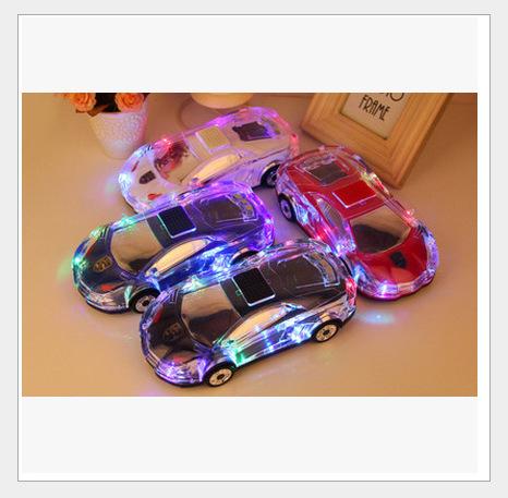 Portable Bluetooth Wieless Speaker Crystal LED Flash Light Mini Car Model Music Speaker Support TF FM MP3 Music Player