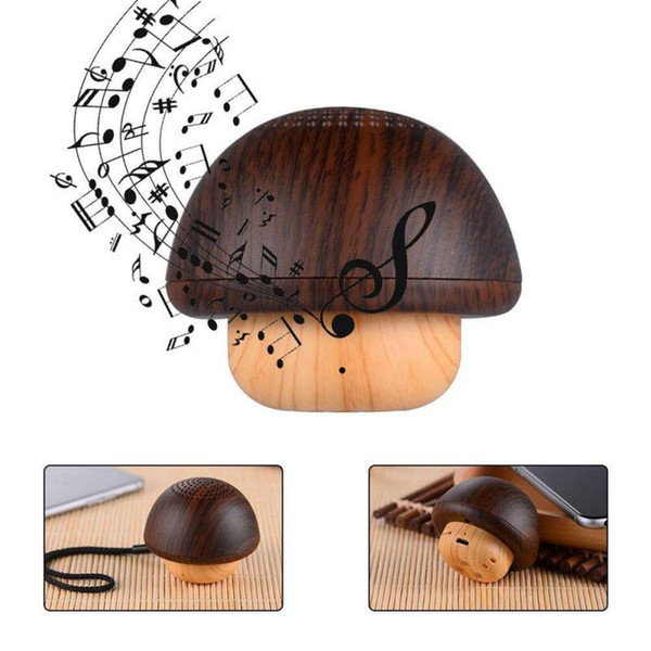 Wood Grain Wireless Bluetooth Speaker Portable mini Mushroom Bluetooth 4.2 Speakers TWS Series Connection TF Card with Mic