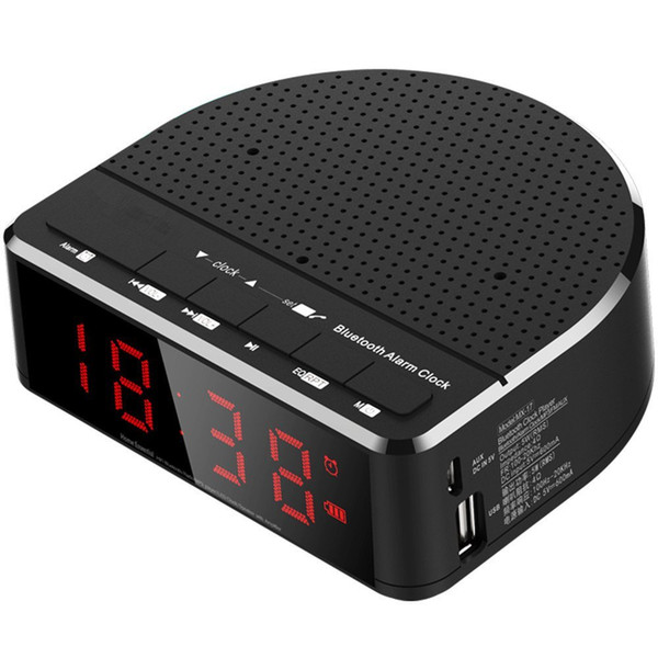 Digital Alarm Clock Radio with Bluetooth Speaker,Red Digit Display with 2 Dimmer,FM radio, USB Port Bedside led Alarm Clock.