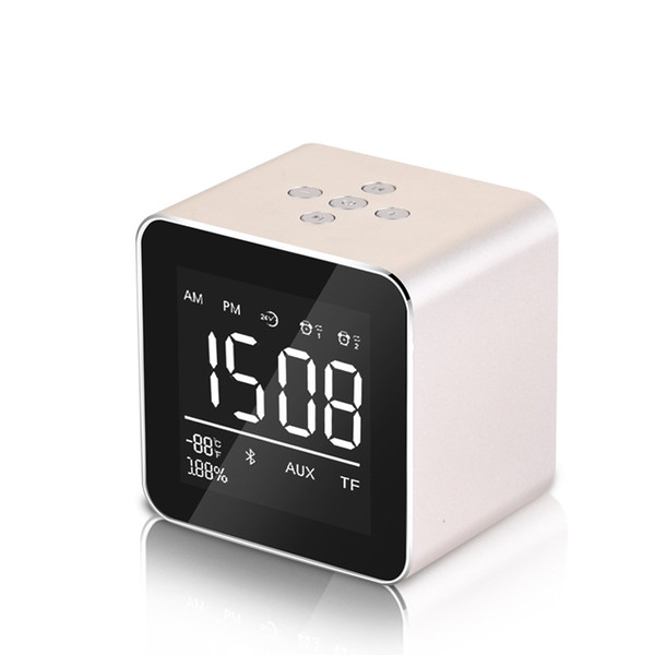 Wireless Bluetooth Speakers LED Alarm Clock LCD Digital Display Portable Mini Square Bass Speaker XXM8