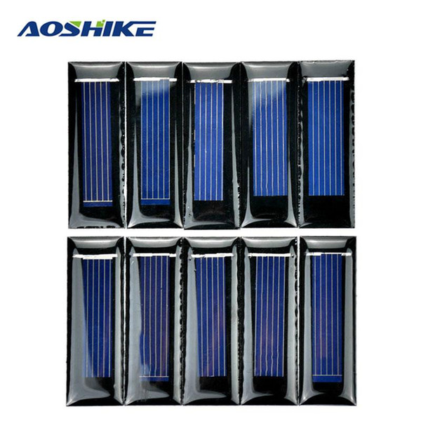 Aoshike 10Pcs Mini Solar Panel New 0.5V 100mA Solar Cells Photovoltaic panels Module Sun Power battery charger DIY 53*18*2.5mm