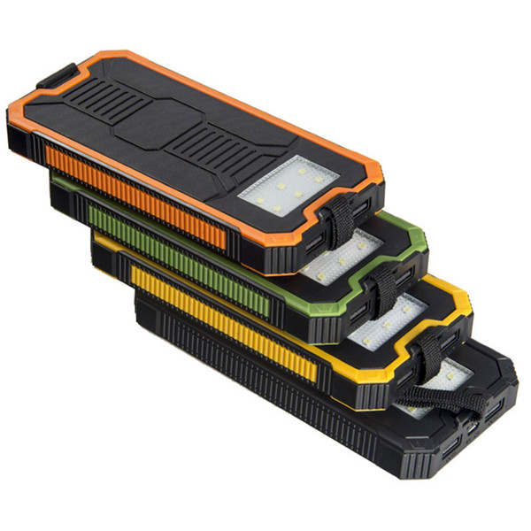 Portable Solar Power Bank Dual USB Power Bank 10000mAh waterproof powerbank bateria external Portable Solar Panel with LED light