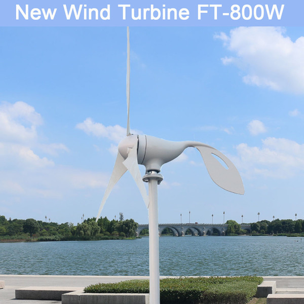 800W 12V 24 V Volt 3 Nylon Fiber Blade Horizontal Home Wind Turbine Wind Generator Power Windmill Energy with PWM controller