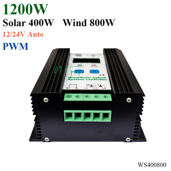 Intelligent 1200W 12/24V Auto 800W Wind 400W Solar Hybrid Controller LCD&PWM & Battery Overcharge Protection Function