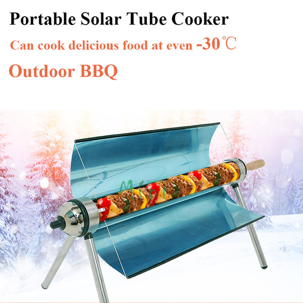 Green solar tube cooker use of sunlight for outdoor BBQ,portable solar cooker Camping Emergency Tool