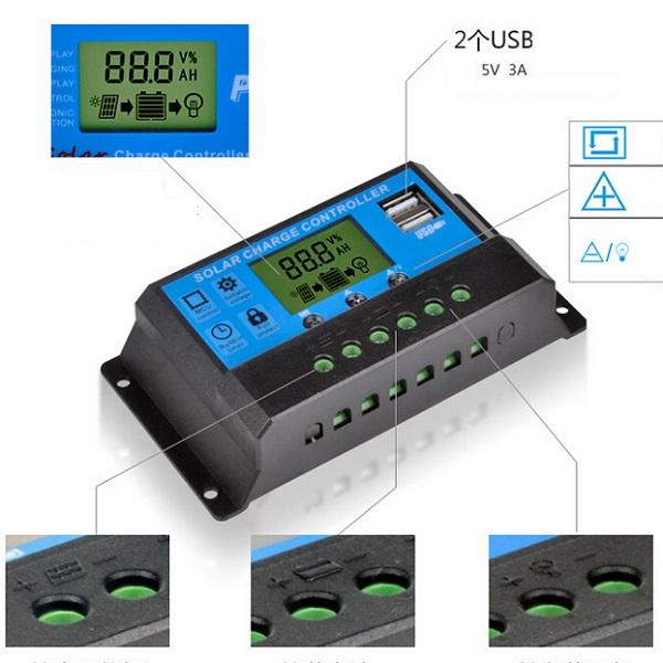 High Quality 30A 12V-24V LCD Display PWM Solar Panel Regulator Charge Solar Controller Timer & USB Free Shipping