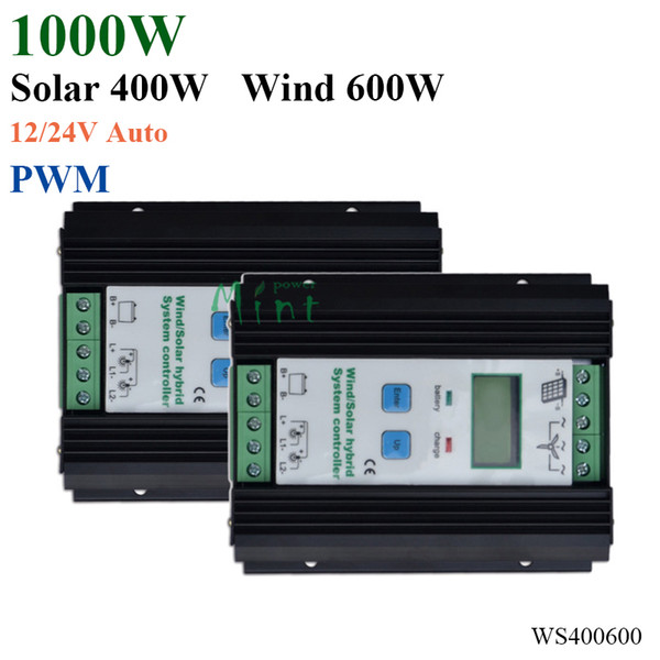 1000W Wind Solar Hybrid Controller 600W wind turbine 400W Solar Panel Charge Controller 12V/24V Auto with Big LCD Display