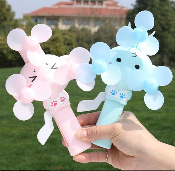 Cartoon elephant three fan small children easy to carry cute cat soft leaf fan