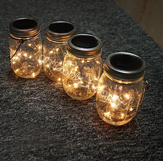 Solar Mason tank light garden solar bottle hanging lamp DIY Mason cover light decorative lamp color light