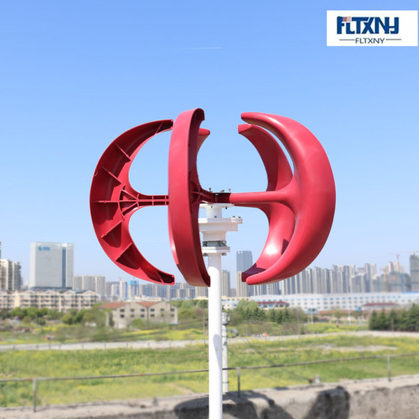 vertical wind turbine 200w 12v 24v 5 blades 1.3m start up,red abd white color for option with wind charge controller