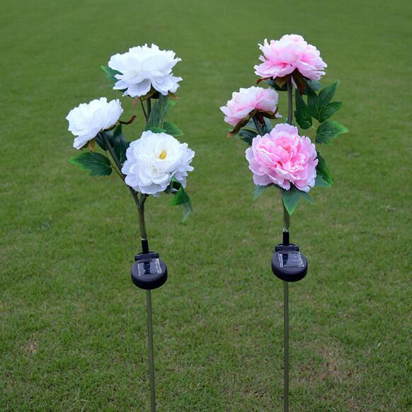 Creative and stylish decoration of 3 solar peony lights Outdoor LED simulation of light solar lamp to insert lights gifts