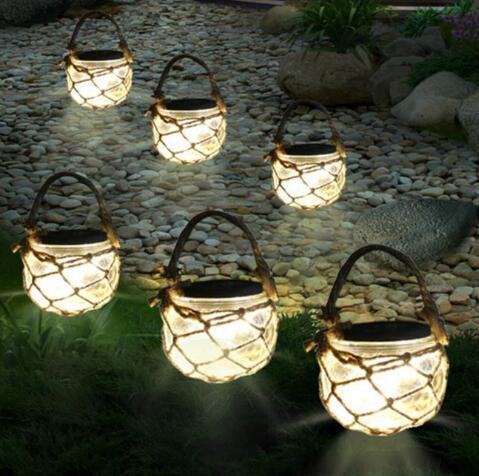 Creative fashion decorative LED solar lamp Hemp jar lamp Transparent glass jar lamp Solar night light creative gift