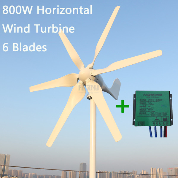 New Developed Wind Turbine 800w 12v 24v Generator With 6 Blades Free PWM Controller For Home Use