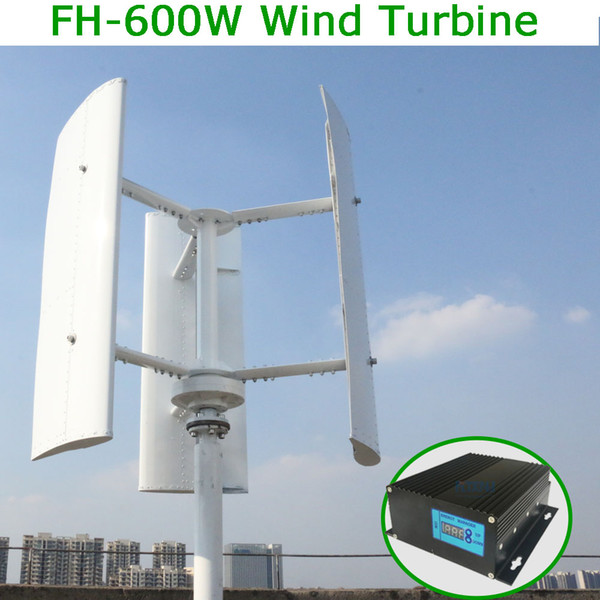 Vertical Wind Turbine Generator 600w 12v 24v 48v 3 Phase With 3 blades Designed for Home or Streetlight Projects