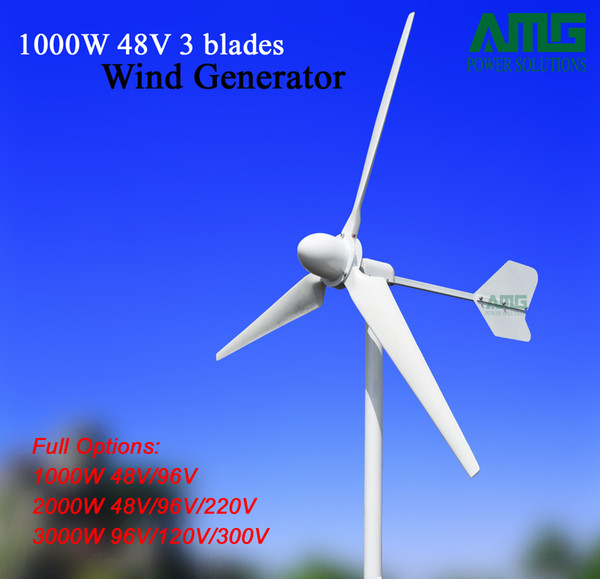 AMG wind turbine generator 1000w 48v/96v, 3 blades low rpm ac generator, for residetial/fishing boat