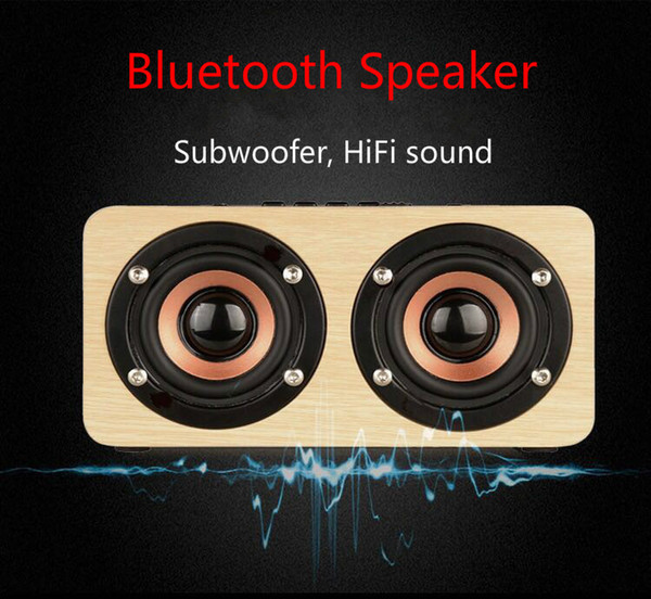 Wireless Bluetooth Speaker 10W High Volume Subwoofer Wooden Player Small Sound Dual Speaker Portable Charger, Free Shipping