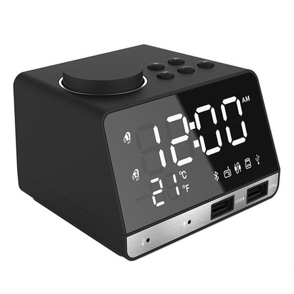 K11 Bluetooth Speaker AI LED Digital Alarm Clock Thermometer FM Radio Phone USB Charging TF Play Handsfree Snooze Digital Clock