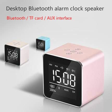 V9 wireless bluetooth speaker bass with display creative alarm clock TF card AUX interface mini stereo, free shipping