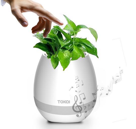 Music Plant Pot, Smart Flowerpot- Colorful Light Wireless Bluetooth Speaker, Long-Time Play Touch Music Plant Lamp for Bedroom Home office