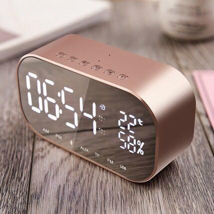 S2 alarm clock speaker wireless Bluetooth subwoofer new creative bedside audio dual speakers convenient charging, free shipping