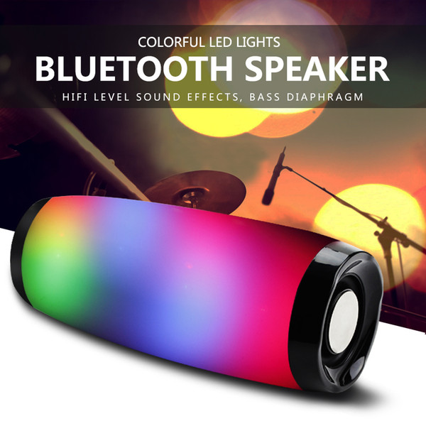 Wireless Bluetooth Speaker LED Portable Boom Box Outdoor Bass Column Subwoffer Sound Box with Mic Support TF FM USB