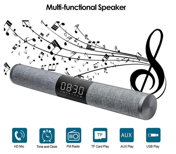 2018 new private mode ai card speaker alarm clock Bluetooth audio heavy bass TV speaker radio LED screen strip speaker