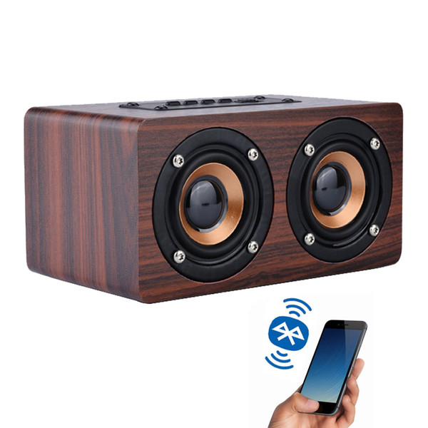 Wireless Bluetooth Speaker Bamboo wood Subwoofer Portable Dual Bass Stereo Speaker USB Charging HiFi Wood Sound Box TF FM speakers AUX