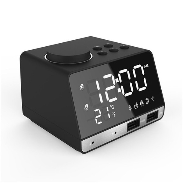 NEW Table Bluetooth Speaker LED Digital Alarm Clock FM Radio USB Mobile Phone Charge TF Play Temperature Display Snooze