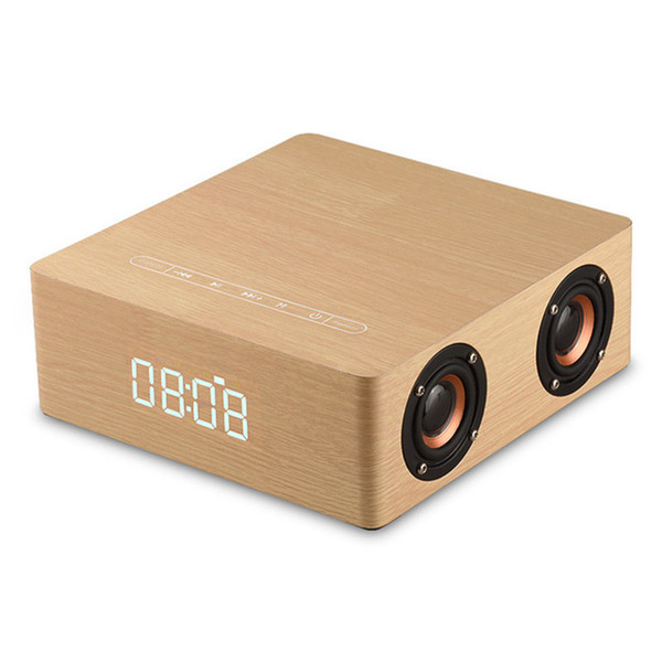 Digital Alarm Clock Bluetooth Speaker Wireless HiFi Wooden Bluetooth Speaker Solid Wood Subwoofer Classic Home Speaker HiFi TF FM Soundbar