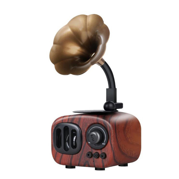 Mini portable high-end bluetooth speaker retro wooden speaker bracket FM radio hands-free calling TF card AUX