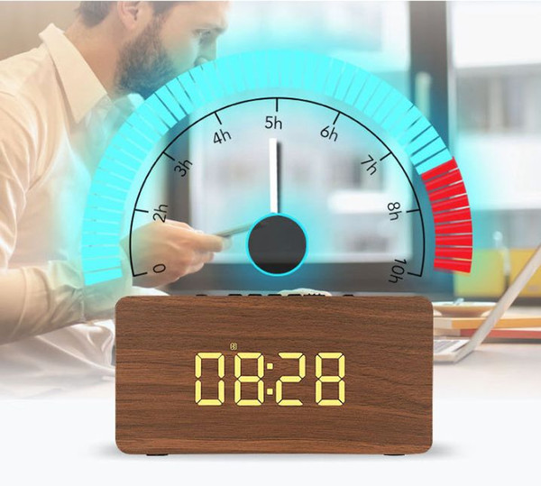 The new W5C brown and yellow wood grain portable wooden clock speaker bass creative retro wireless bluetooth card