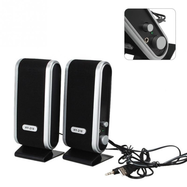 6W USB 2.0 Power 3.5mm Laptop Computer PC Speakers Ear Jack HY-218 Mini Plastic USB Portable Multimedia Speaker
