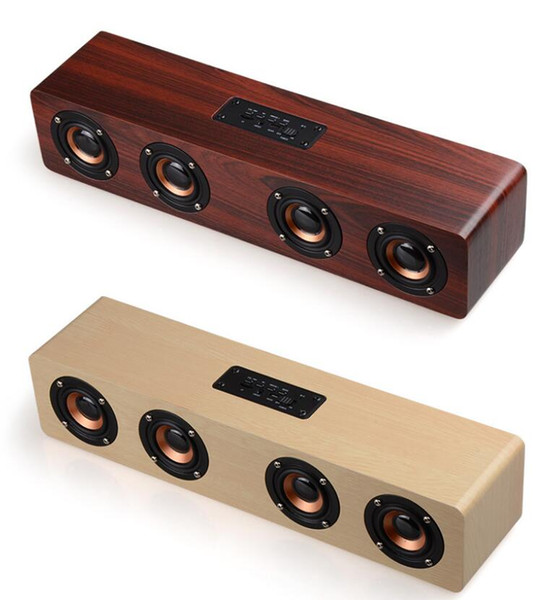 top new 2018 W8 wooden wireless Bluetooth speaker card computer mobile phone audio household wood grain four speakers