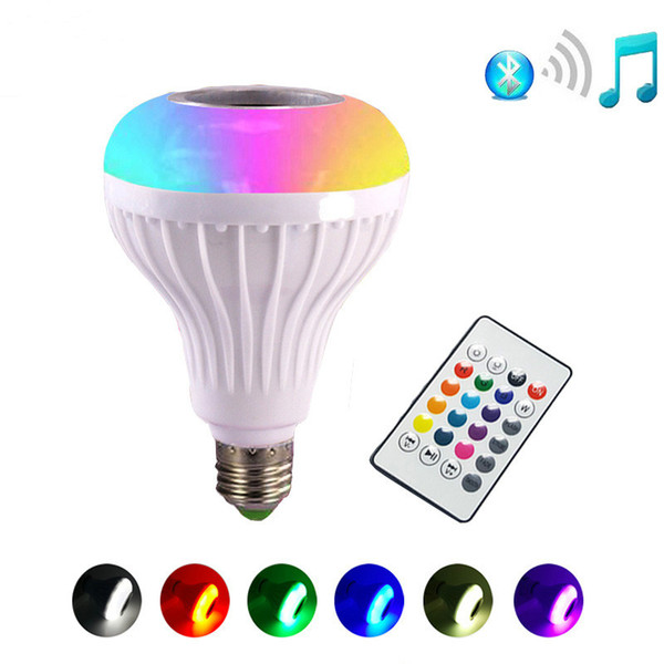 Smart LED Bulb Wireless Bluetooth Speaker Bulb Music Playing Dimmable RGB RGBW Light Lamp with 24 Keys Remote Controller E27