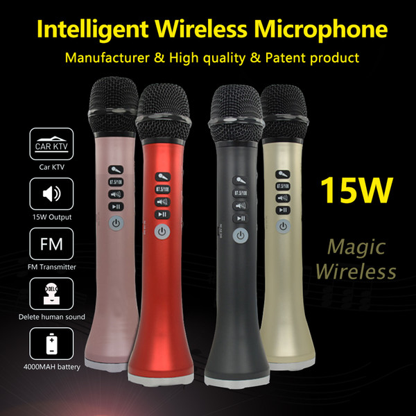 L-698 15W Bluetooth Karaoke Microphone Speaker with Dynamic Microphone Professional Portable USB Wireless KTV Loudspeaker Outdoor FM