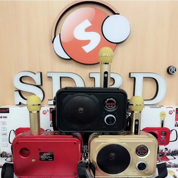 20pcs dhl free shipping SD501 Home Audio Microphone Integrated Single Singing Mobile Phone K-song Microphone Bluetooth speaker