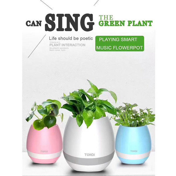 NEW Arrive Music Pot TOKQI Bluetoth Smart Touch Music Flowerpots Plant Piano Music Playing Wireless Flowerpot Colorful Light Flower Pots
