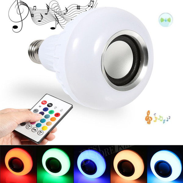 E27 Smart RGB Wireless Bluetooth Speaker LED Bulb Music Playing Dimmable LED Bulb Light Lamp + 24 Keys Remote Controller