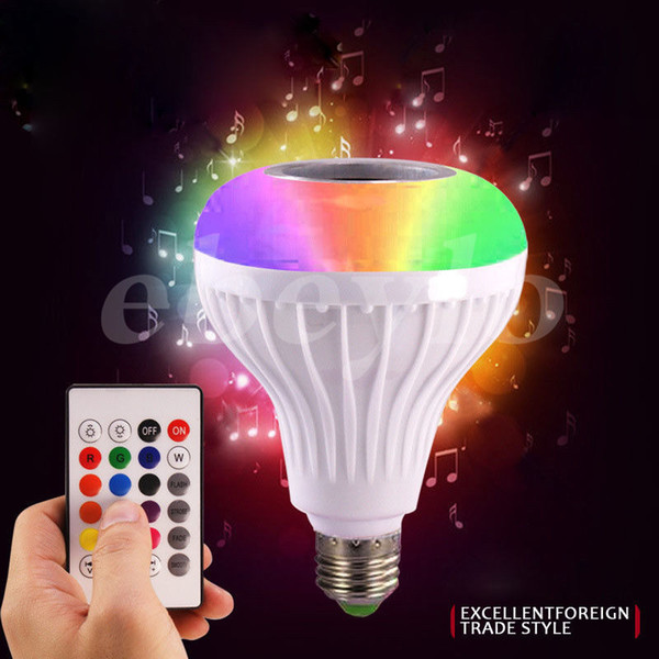 E27 Smart RGB Wireless Bluetooth Speaker LED Bulb Music Playing Dimmable LED Bulb Light Lamp + 24 Keys Remote Controller