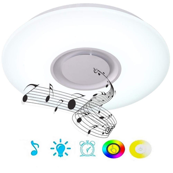 36W Bluetooth Speaker LED Ceiling Lights with Smartphone APP, Dimmable 19.7-inch Music RGBW Color Temperature Adjustable