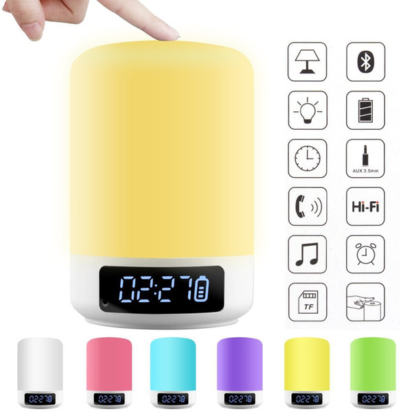 Wireless Bluetooth Speaker Colorful LED Portable Smart Touch Control Bedside Muisc Player Night Light Outdoor Audio Lamp LED Alarm Clock
