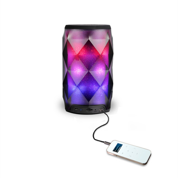 Crystal Can Diamond Bluetooth Speaker Seven Color Change Portable Wireless Speaker For Outdoor Subwoofer Support TF Card