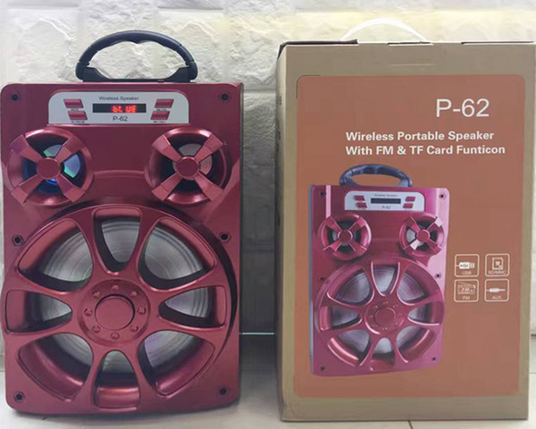 P-62 Outdoor Speaker Sports wireless portable Speaker P62 63 65 66 Big Bluetooth Loudspeakers with FM & TF Card Function