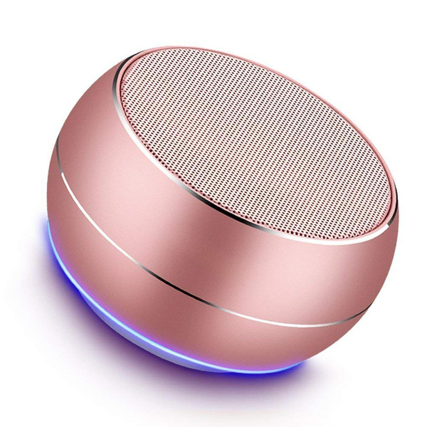 Portable Bluetooth Speakers Mini Wireless Outdoor Rechargeable Speakers with LED,Handsfree Call for Iphone Ipad Android Phone Rose Gold