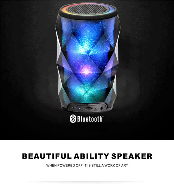 Night Light Bluetooth Speaker LED Lights Jewel Portable Wireless Bluetooth Speaker Touch Control HD HiFi Powerful Sound Built-in Mic AUX