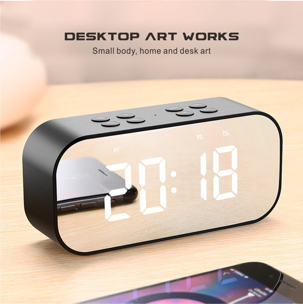 Mirror Bluetooth Speaker Alarm Clock LED Display With Aux TF Card USB Handsfre calling For iphone X 8 7 6 samsung S9 Portable HIFI Speaker