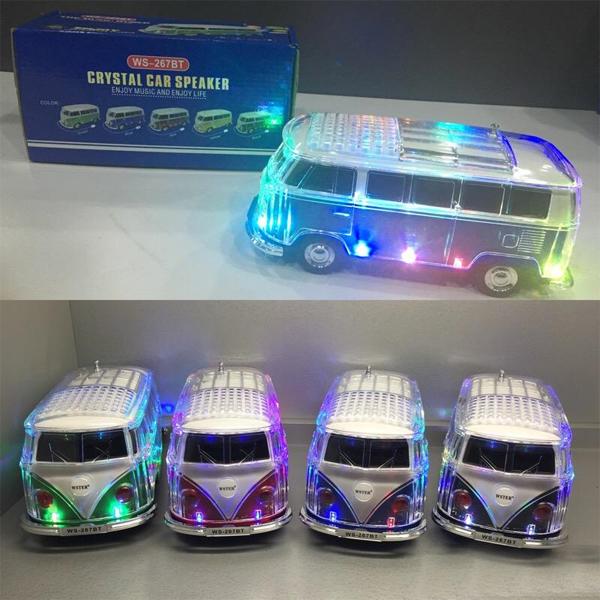 WS-267BT Kombis Led Crystal Bus Bluetooth Speaker with coloful LED MP3 Player Portable speaker led light/FM/TF/USB drive/Aux- in DHL TNT